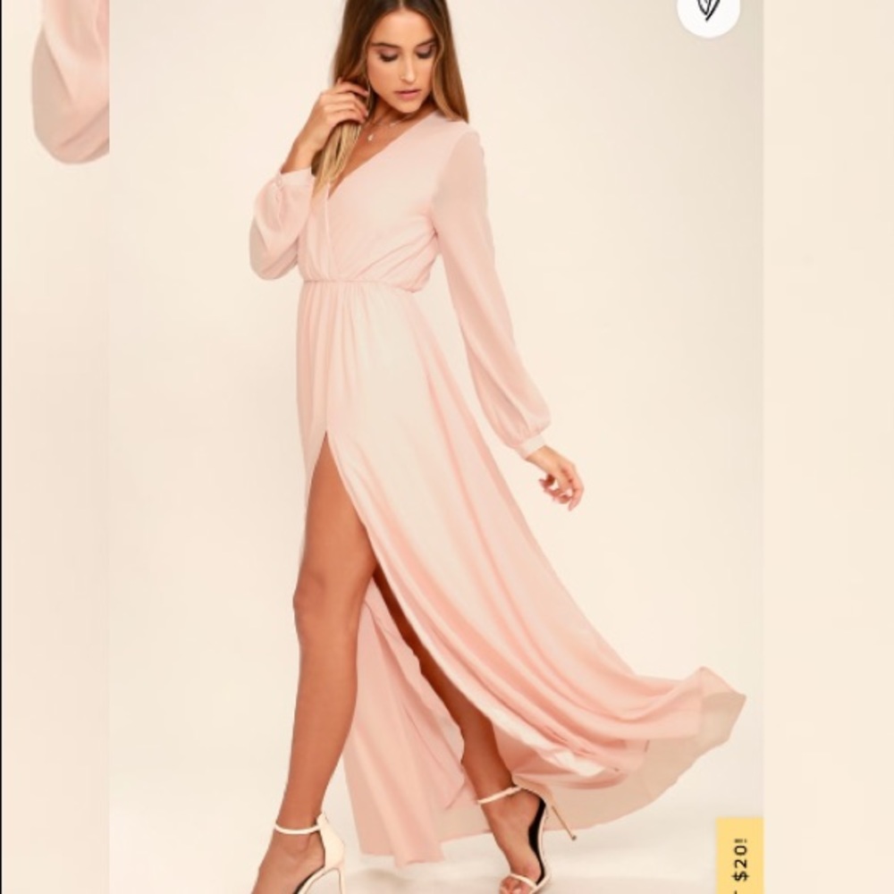 Lulu’s Wondrous Water Lilies Blush Pink Maxi Dress